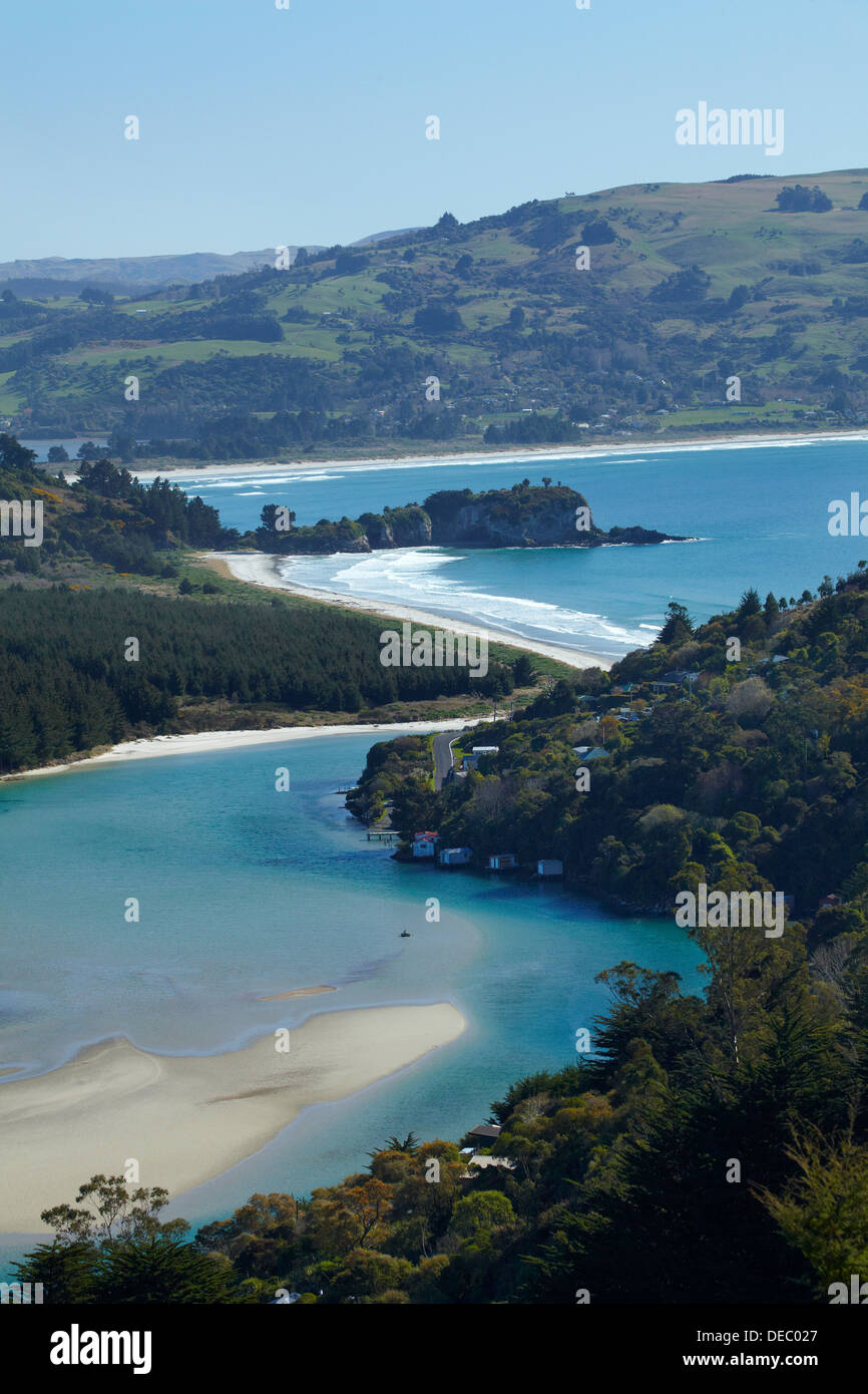 Purakaunui Inlet and Purakaunui Bay, near Dunedin, Otago, South Island, New Zealand Stock Photo