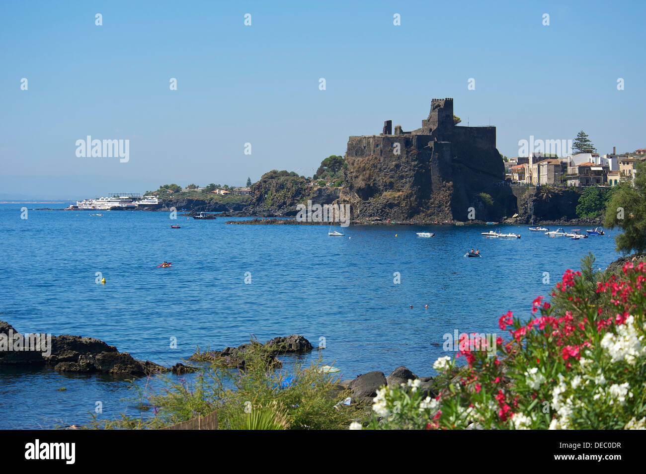Aci Castello Castle, Aci Castello, Province of Catania, Sicily, Italy Stock Photo