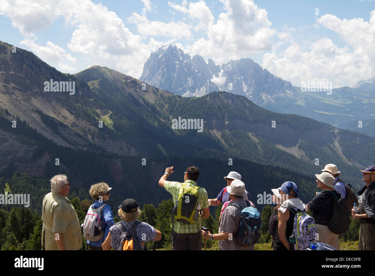 Hiking in the Dolomites Alps Italy Stock Photo - Alamy