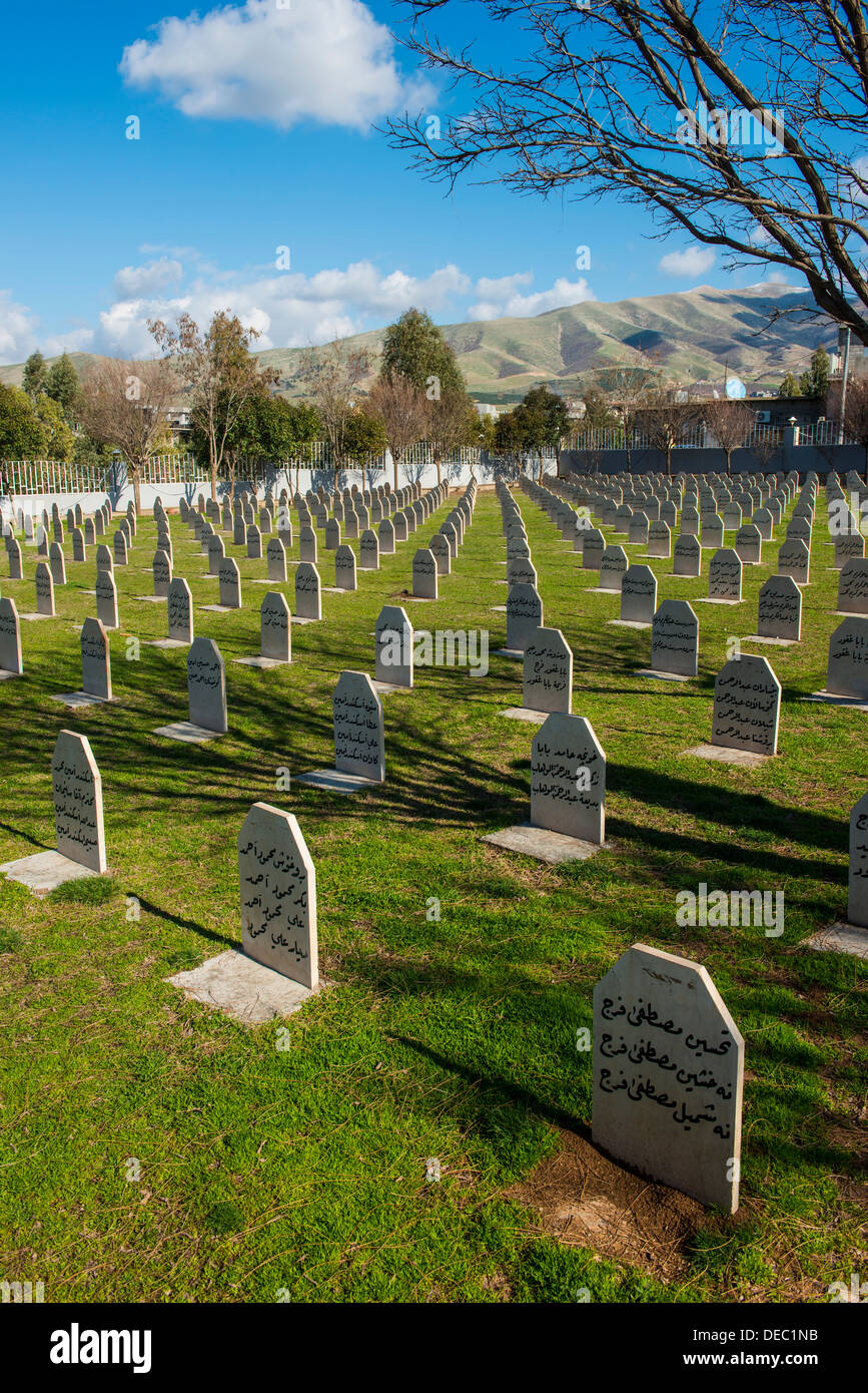 Graves on Halabja cemetery, Halabja, Iraqi Kurdistan, Iraq Stock Photo