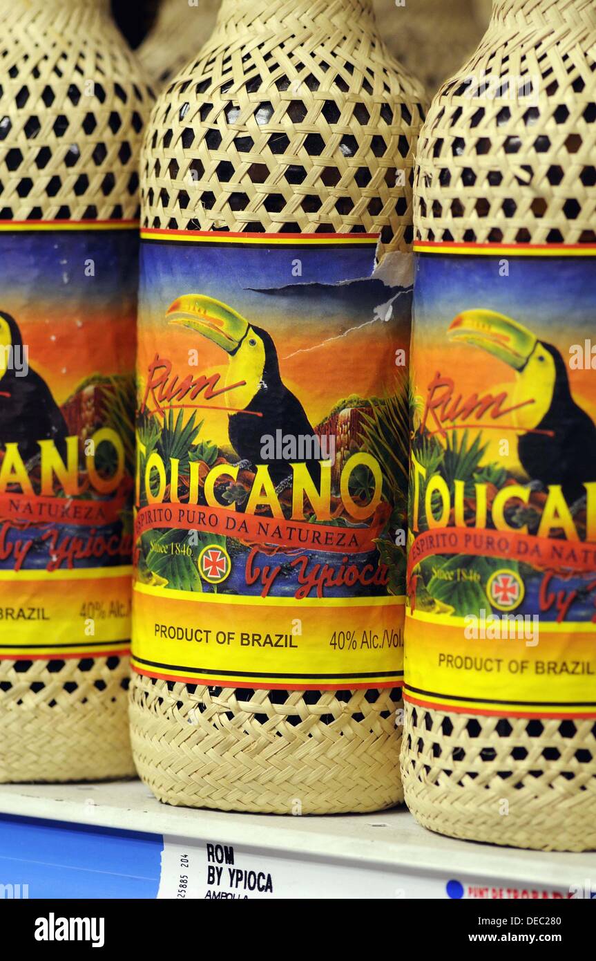 Rhum from Brazil in a supermarket, France Stock Photo Alamy