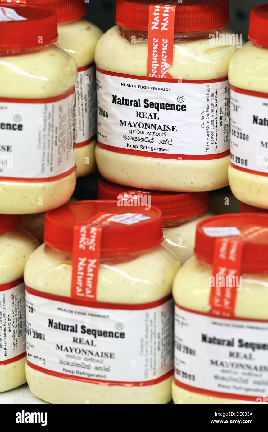 Jars of mayonnaise in a supermarket. Colombo, Sri Lanka Stock Photo Alamy
