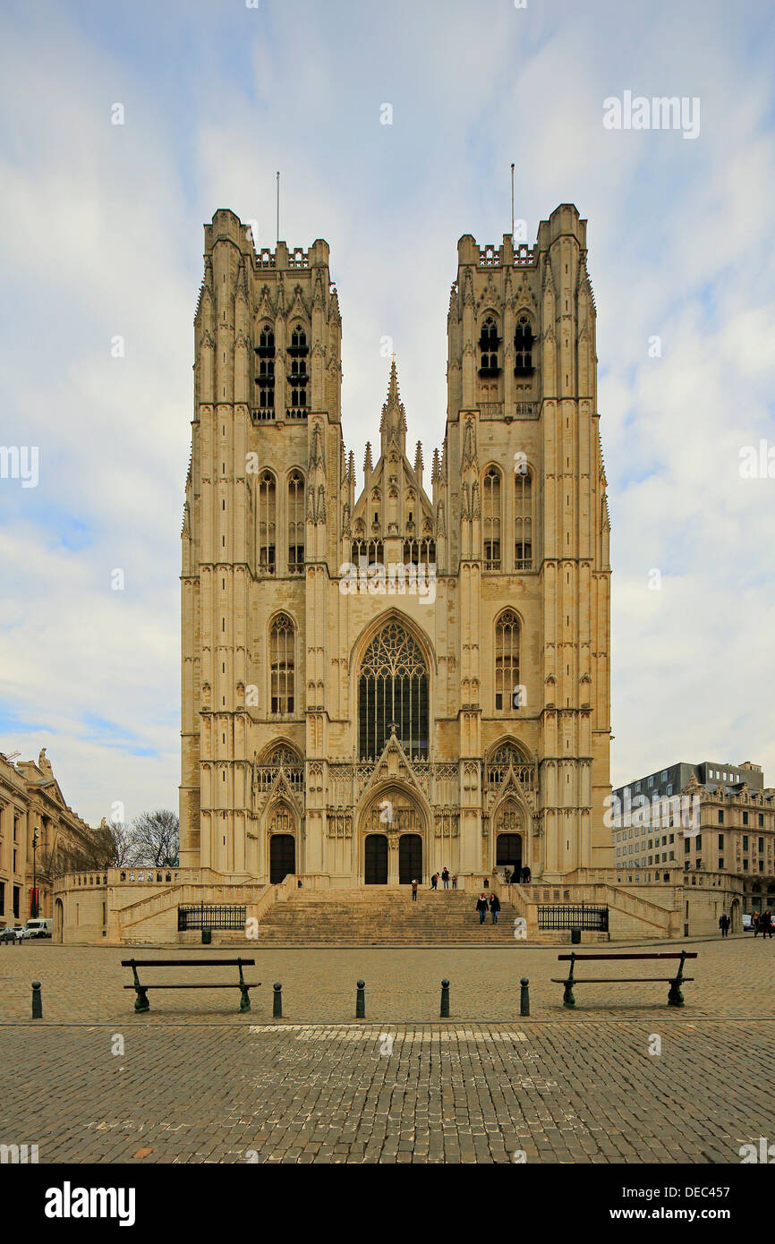 Cathedral of St. Michael and St. Gudula, Brussels, Brussels Region, Belgium Stock Photo