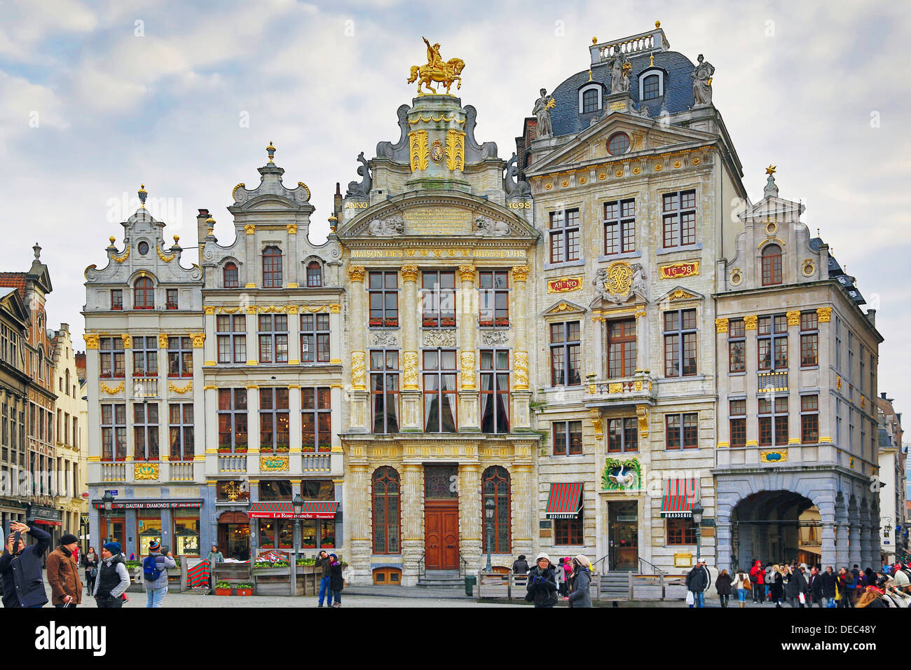 Guild houses on Grand Place or Grote Markt square, Brussels, Brussels Region, Belgium Stock Photo
