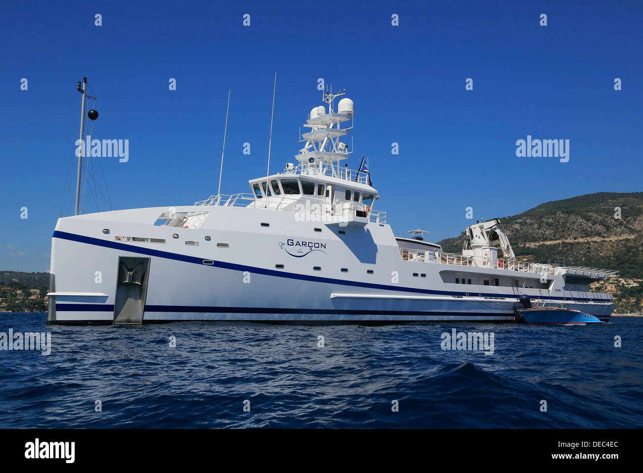 Damen Sea Axe supply ship Garcon 4 Ace, supply ship for the Ace motor yacht, Beaulieu-sur-Mer, Département Alpes-Maritimes, Stock Photo