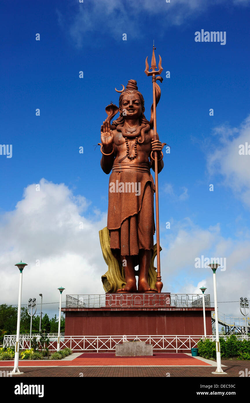 Tall statue of Lord Shiva, Grand Bassin, Mauritius Stock Photo