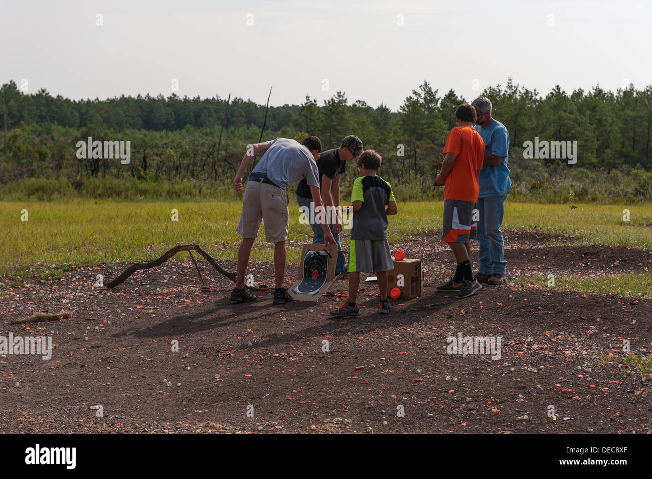 Setting up targets at the Ocala National Forest Public Shooting Range
