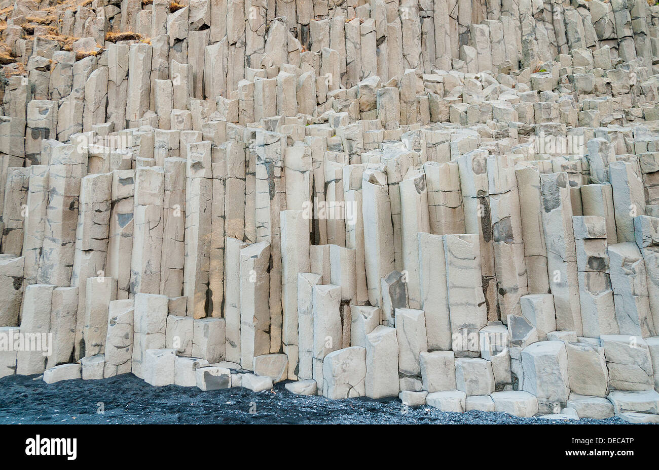 reynisfjara columnar basalt rock formation Stock Photo