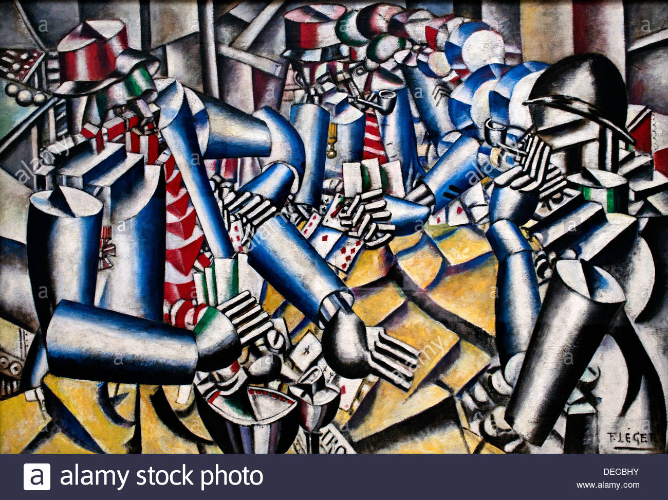 Soldiers playing cards La Partie de cartes 1917 Fernand Léger Stock