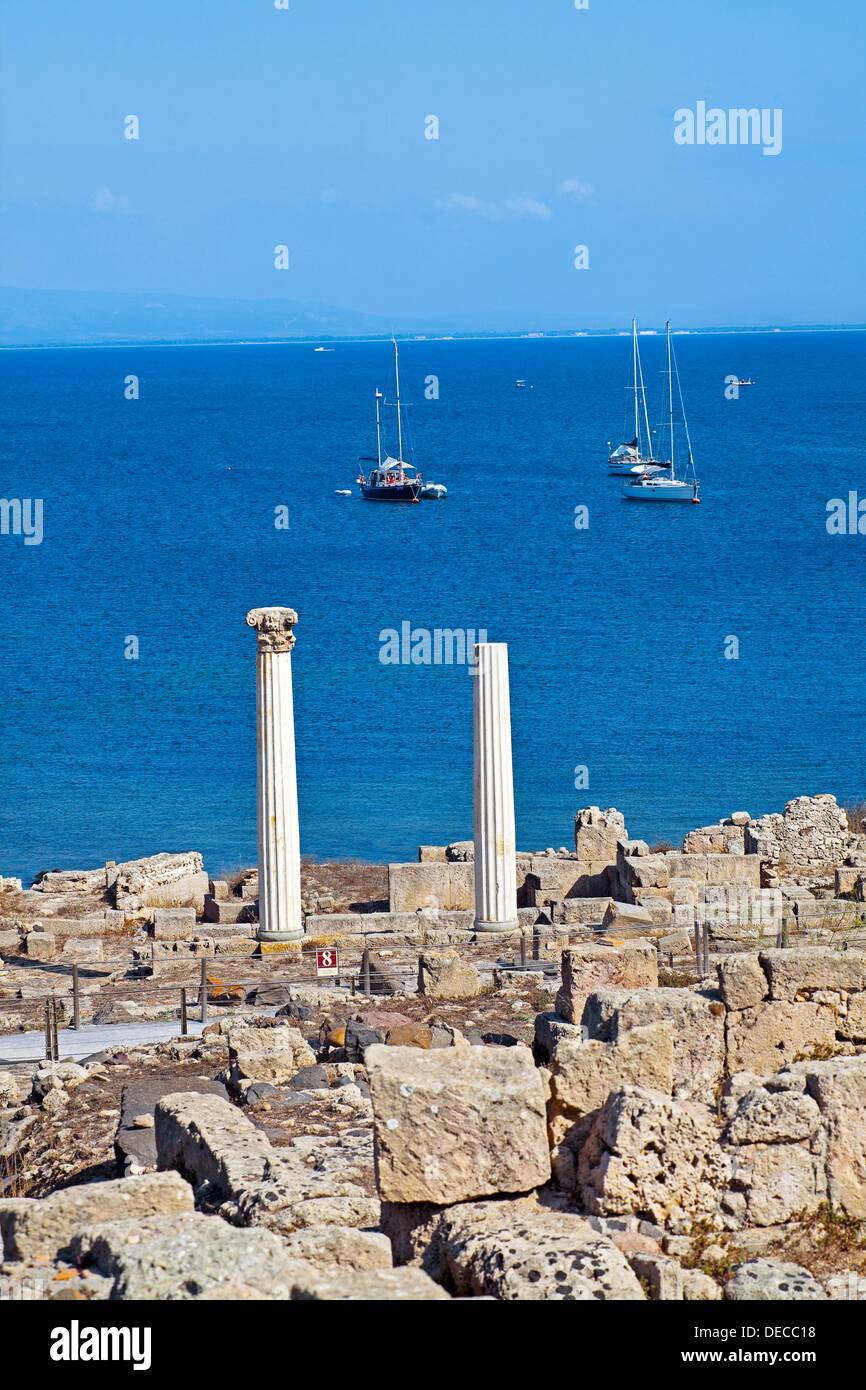Tharros, Punic and Roman ruins of city founded by Phoenicians in 730 BC, near Oristano, Sardinia, Italy, Sardinia, Italy Stock Photo