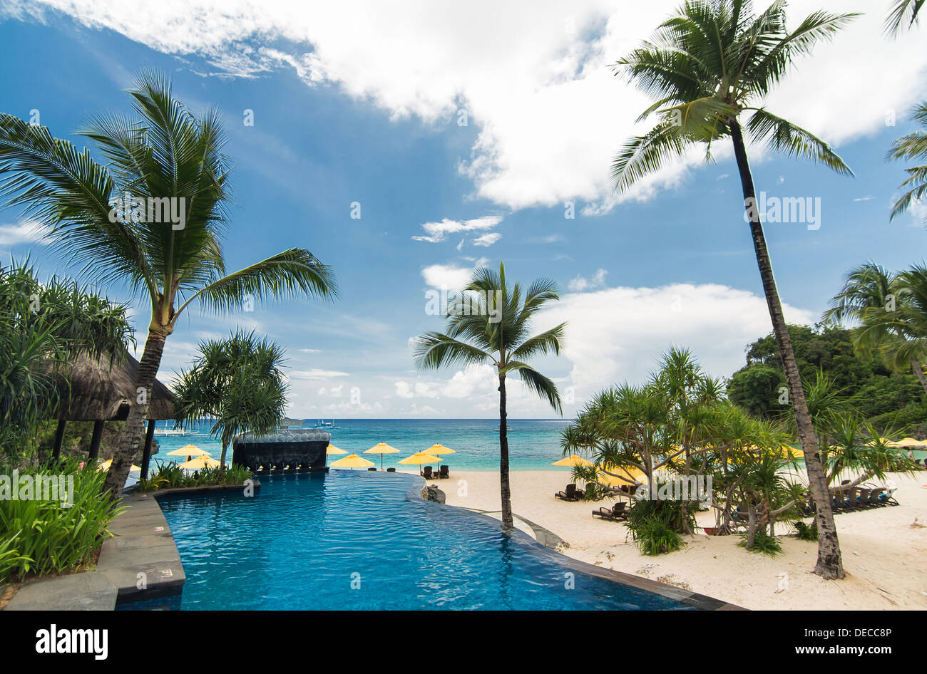 Swimming pool in luxury resort, Philippines Stock Photo Alamy