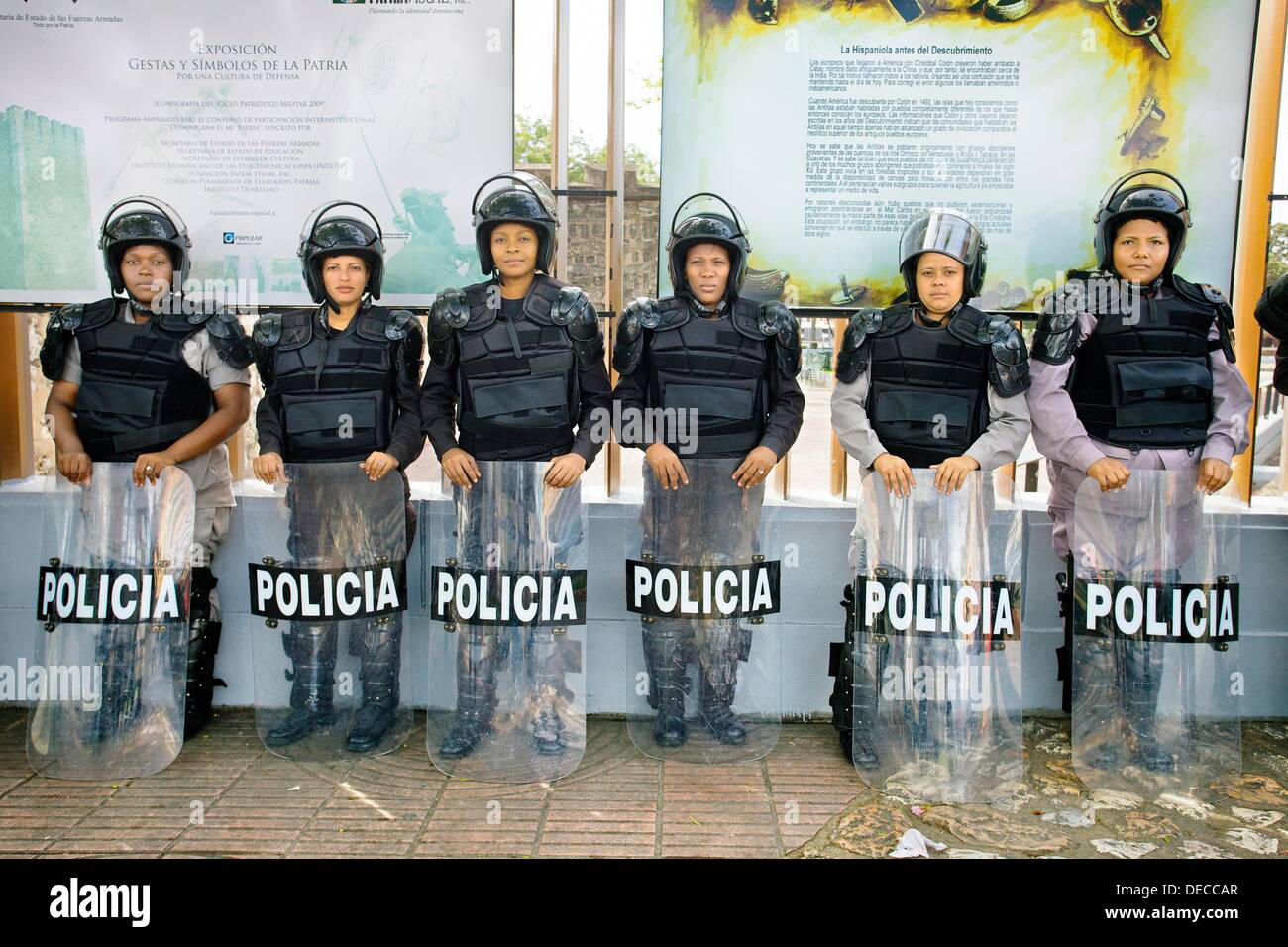 Policewomen, Santo Domingo, Dominican Republic, West Indies, Caribbean Stock Photo