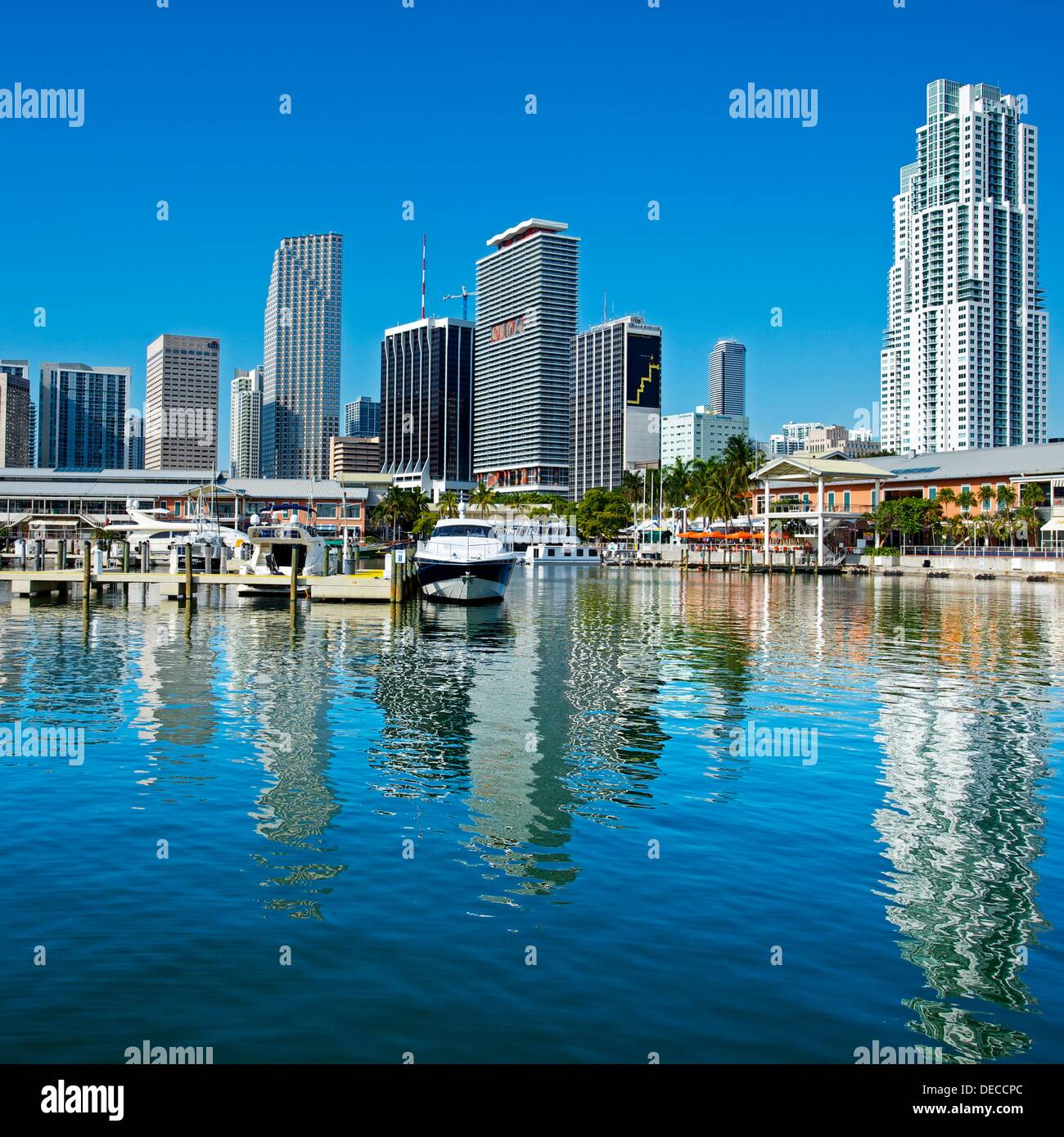 Bayside Market Place, marina and downtown, Miami, Florida, United States of America, USA Stock Photo