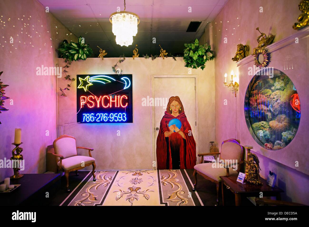Fortune teller Psychic, South Beach, Miami, Florida, USA Stock Photo