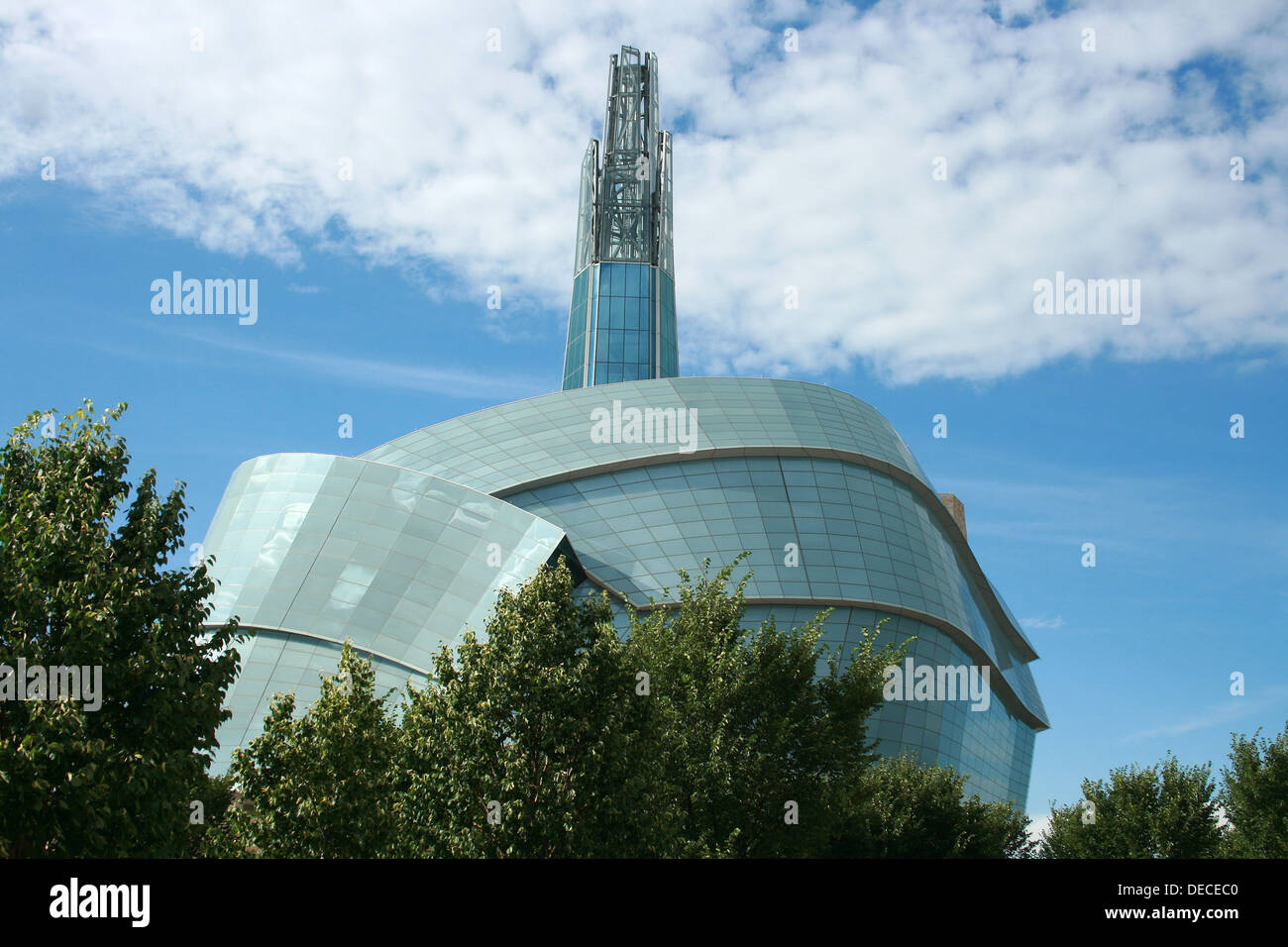 The architecture of a glass covered museum in Winnipeg, Manitoba