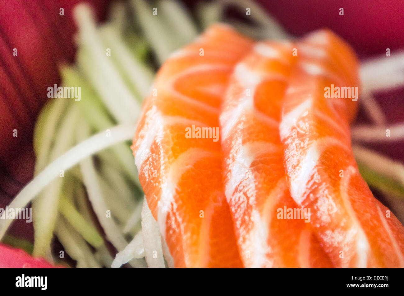 Japanese food, salmon sashimi in bento box Stock Photo Alamy