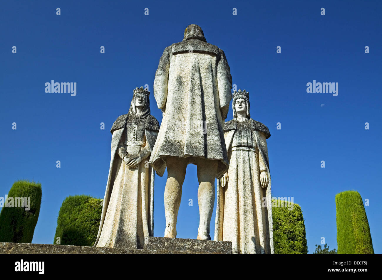Statues of Queen Isabel, King Fernando and Christopher Columbus in