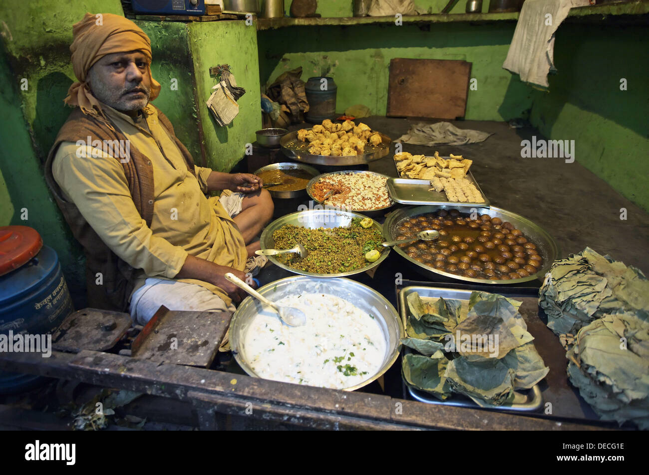 Street restaurant, Varanasi, Uttar Pradesh, Ganges River, India Stock