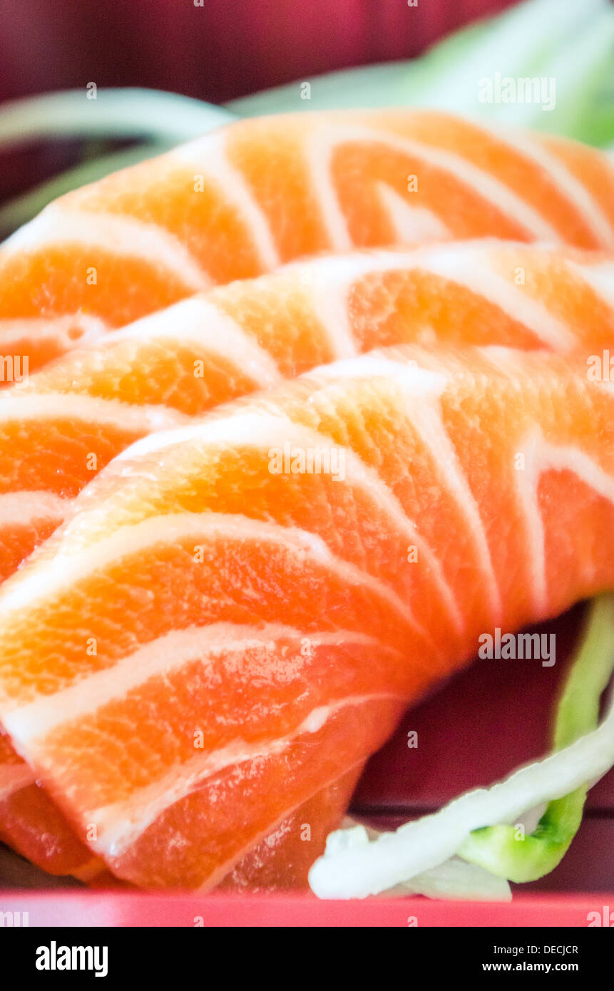 Japanese food, salmon sashimi in bento box Stock Photo Alamy