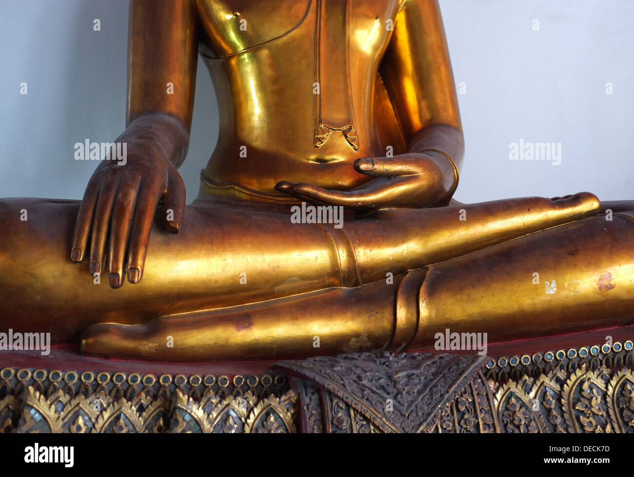 Buddha statue with 'subduing Mara' posture, Thailand Stock Photo