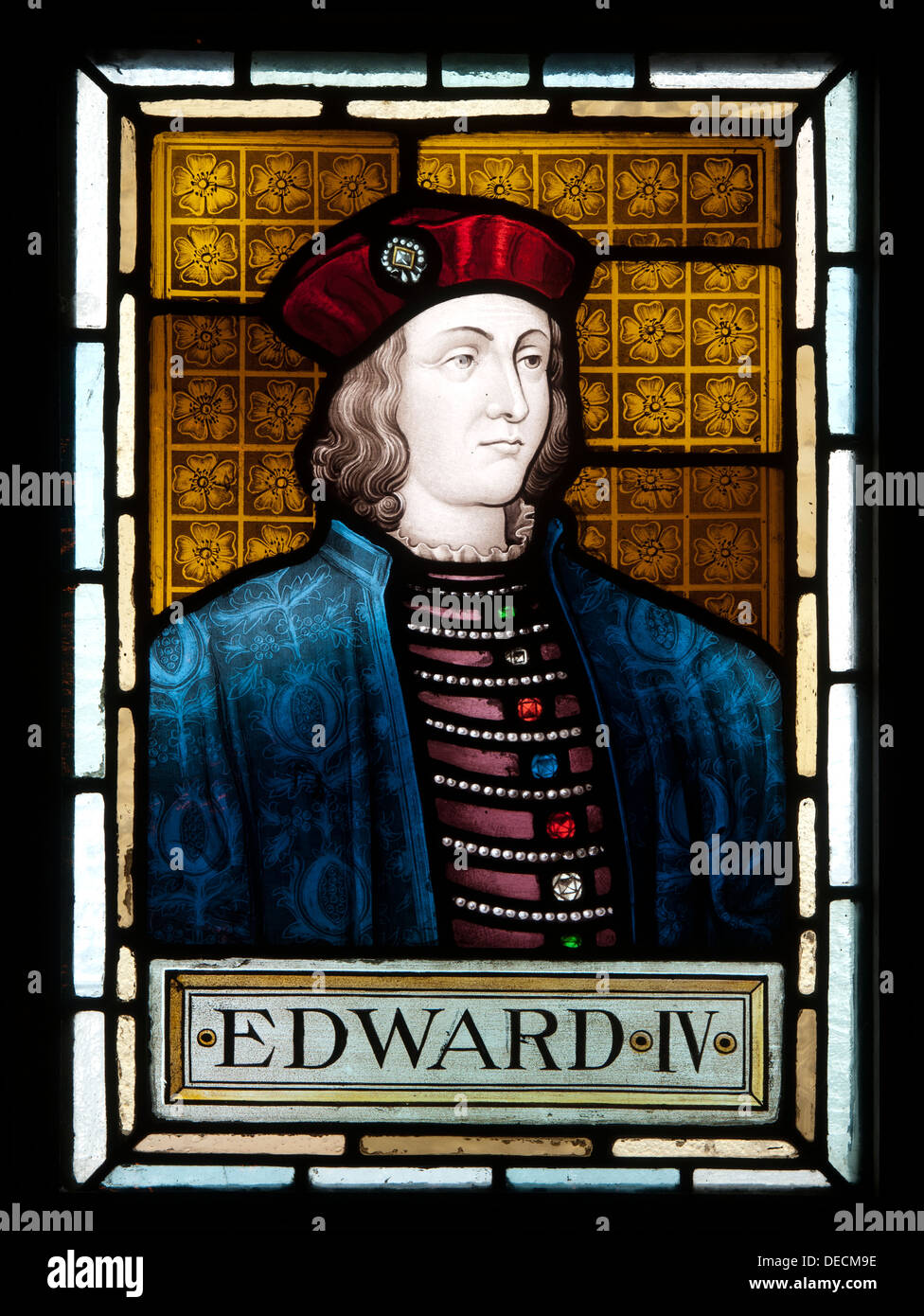 Edward IV stained glass, Bridgnorth Town Hall, Shropshire, UK Stock Photo