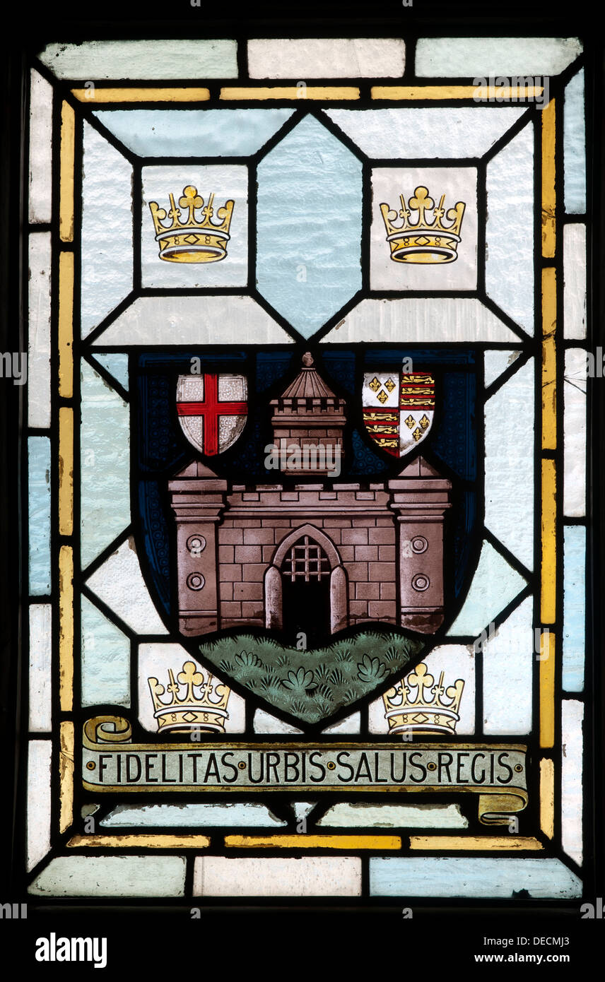 Bridgnorth coat of arms stained glass, Bridgnorth Town Hall, Shropshire
