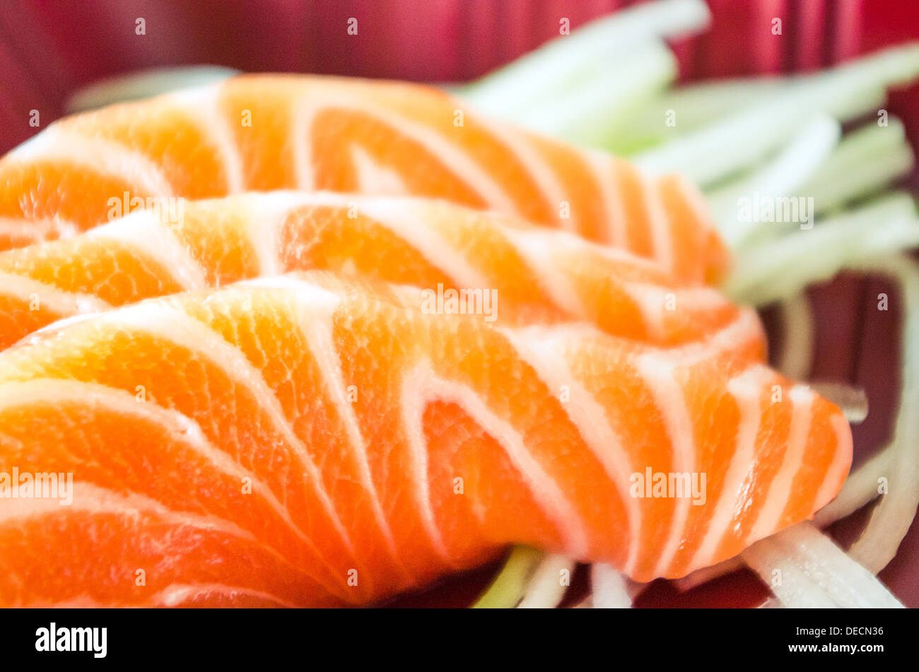 Japanese food, salmon sashimi in bento box Stock Photo Alamy