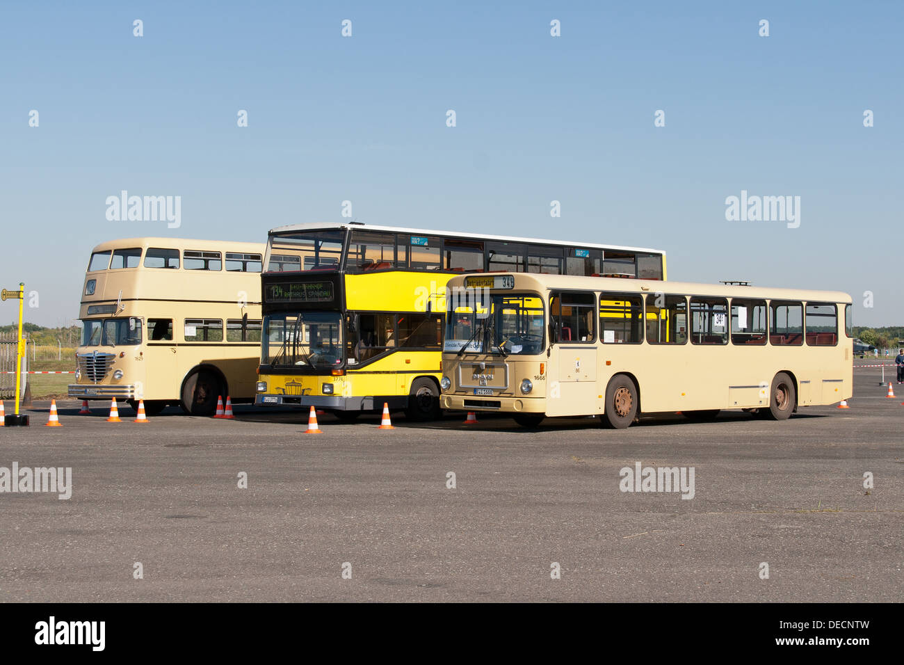 Vintage buses in Berlin Stock Photo