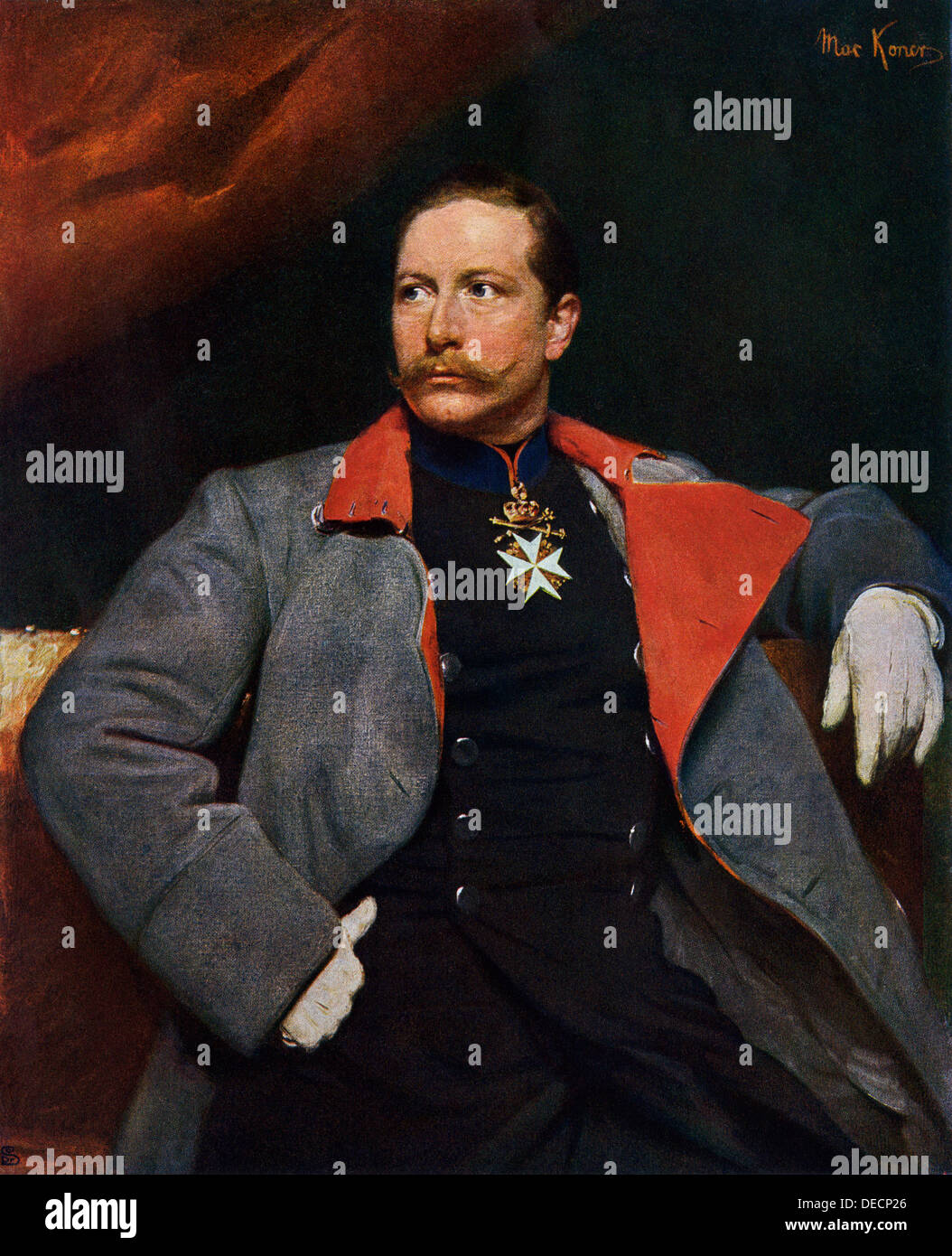 Wilhelm II, known as the Kaiser, Emperor of Germany and King of Prussia. Color halftone reproduction of a painting Stock Photo