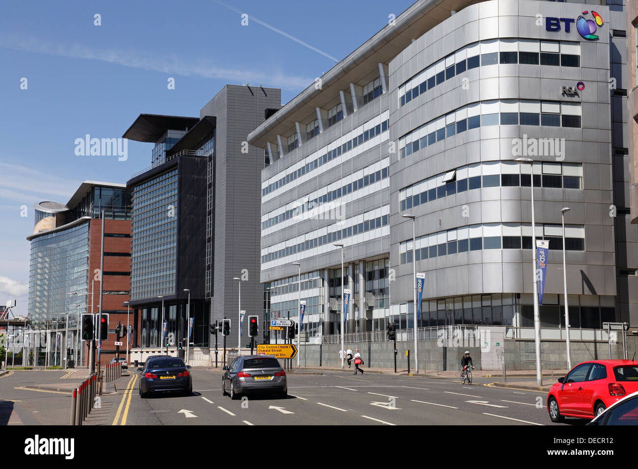 View West along the Broomielaw in Glasgow city centre, Scotland, UK Stock Photo