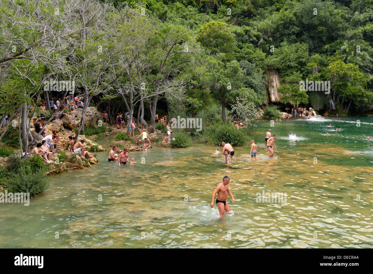 Lozovac Croatia Visitors Swim In The Waterfalls In Krka National Stock Photo Alamy Lozovac Croatia Visitors Swim In The Waterfalls In Krka National Stock Photo Alamy