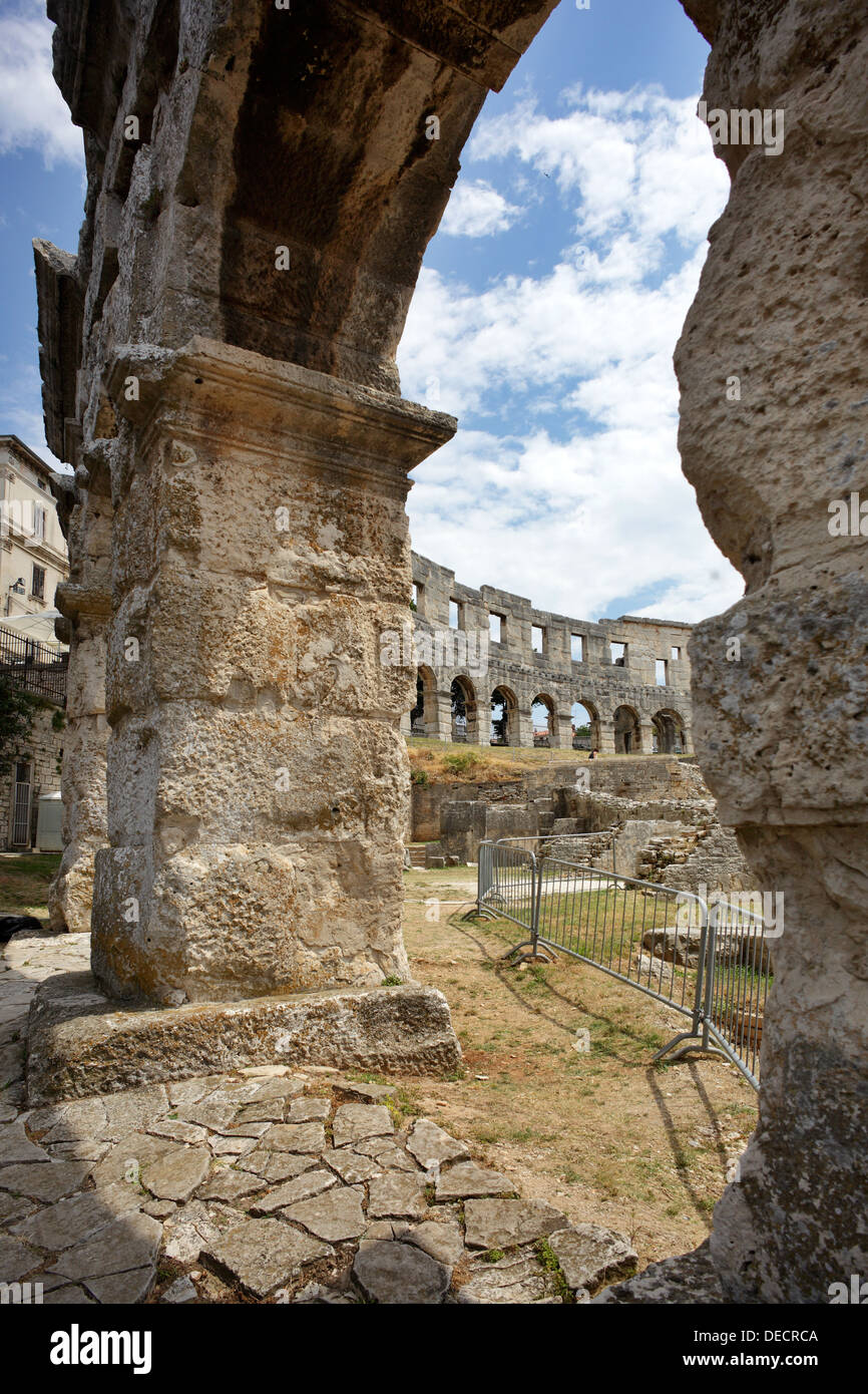 Pola, Croatia, Detail in the amphitheater in Pula Stock Photo