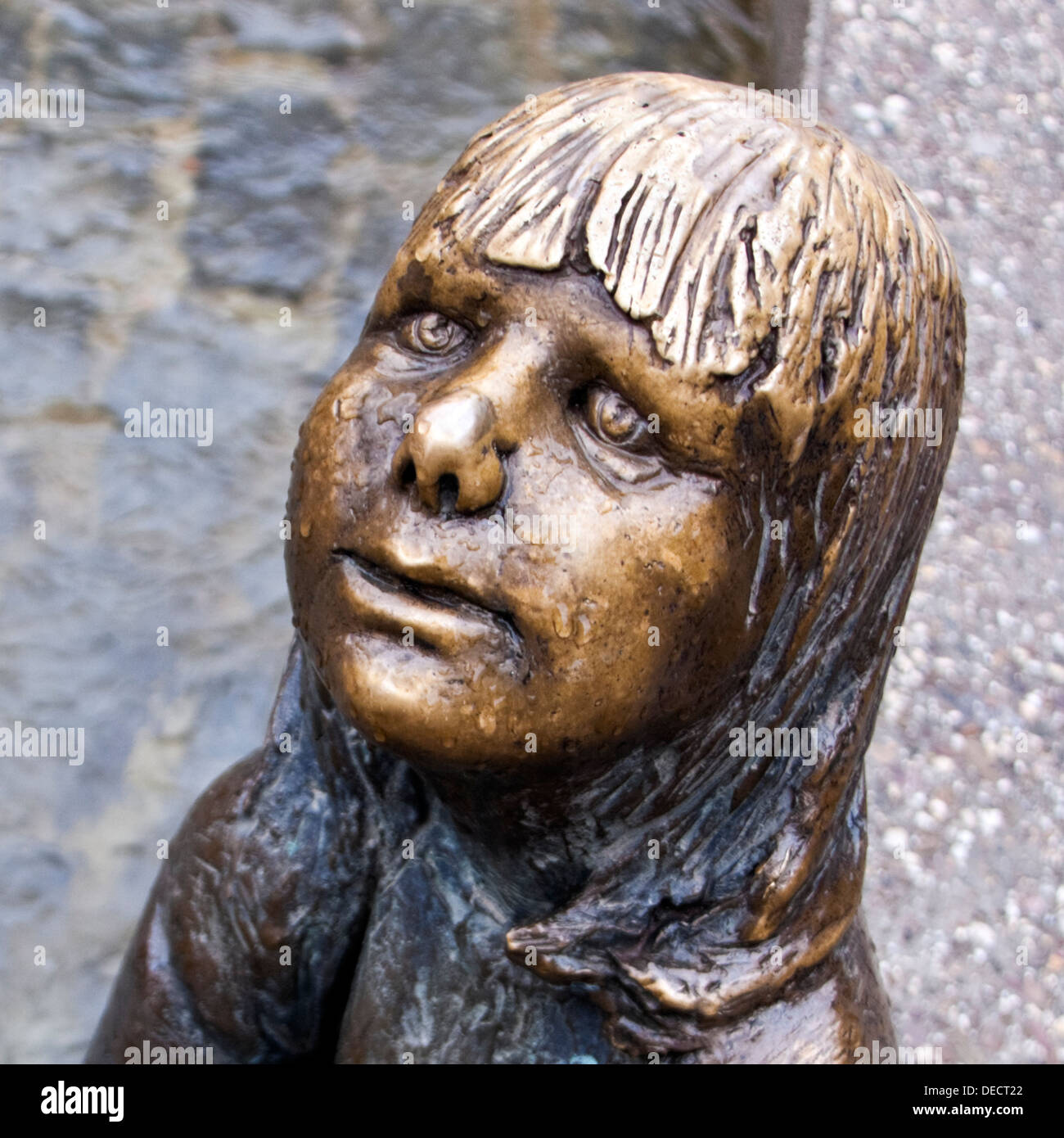 Bronze statue of a child in Aachen, Germany by Karl-Henning Seemann Stock Photo