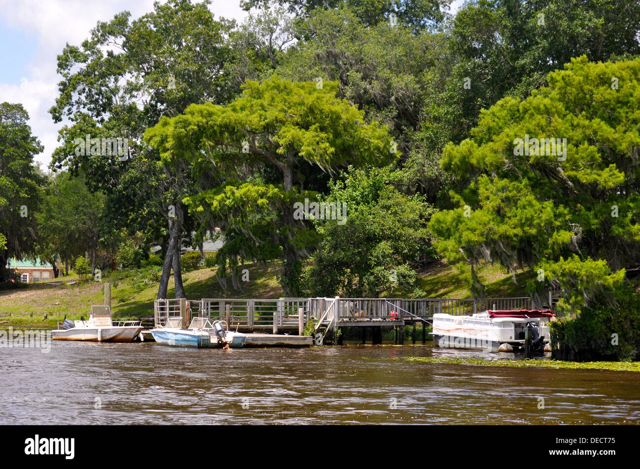 Boats docked along the Waccamaw River Stock Photo Alamy