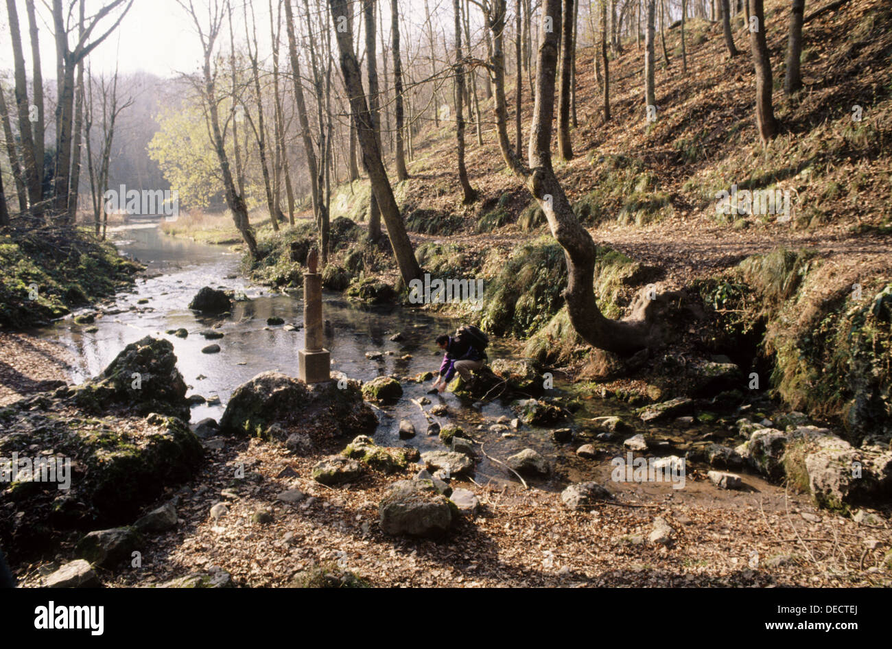 Small waterfall near the source of the Ebro river in Fontibre, Cantabrial,  Spain Stock Photo - Alamy