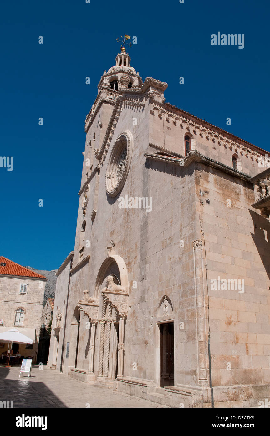 St Mark's Cathedral, Old Town, Korcula, Croatia Stock Photo