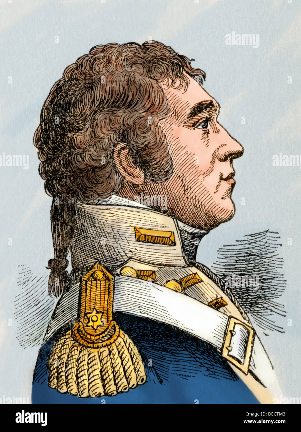 John Parker Boyd, US officer in the War of 1812. Hand-colored woodcut Stock Photo