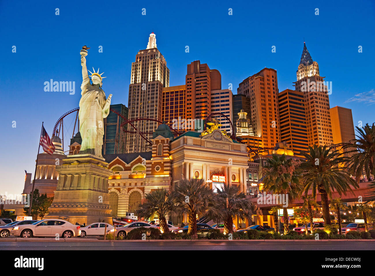 New York-New York Hotel & Casino, Las Vegas, Nevada, USA at dusk. JMH5404 Stock Photo