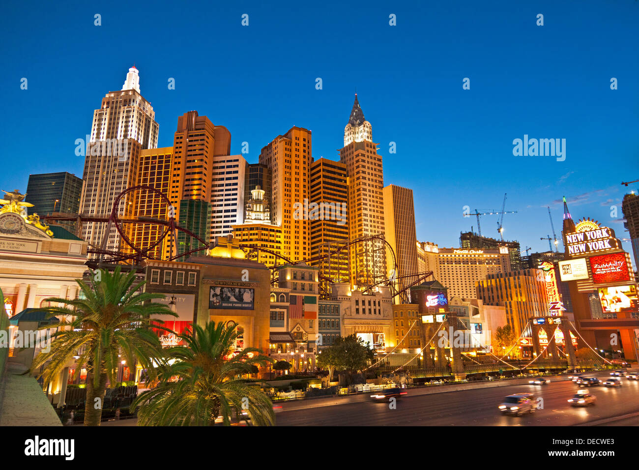 New York-New York Hotel & Casino, Las Vegas, Nevada, USA at dusk. JMH5412 Stock Photo