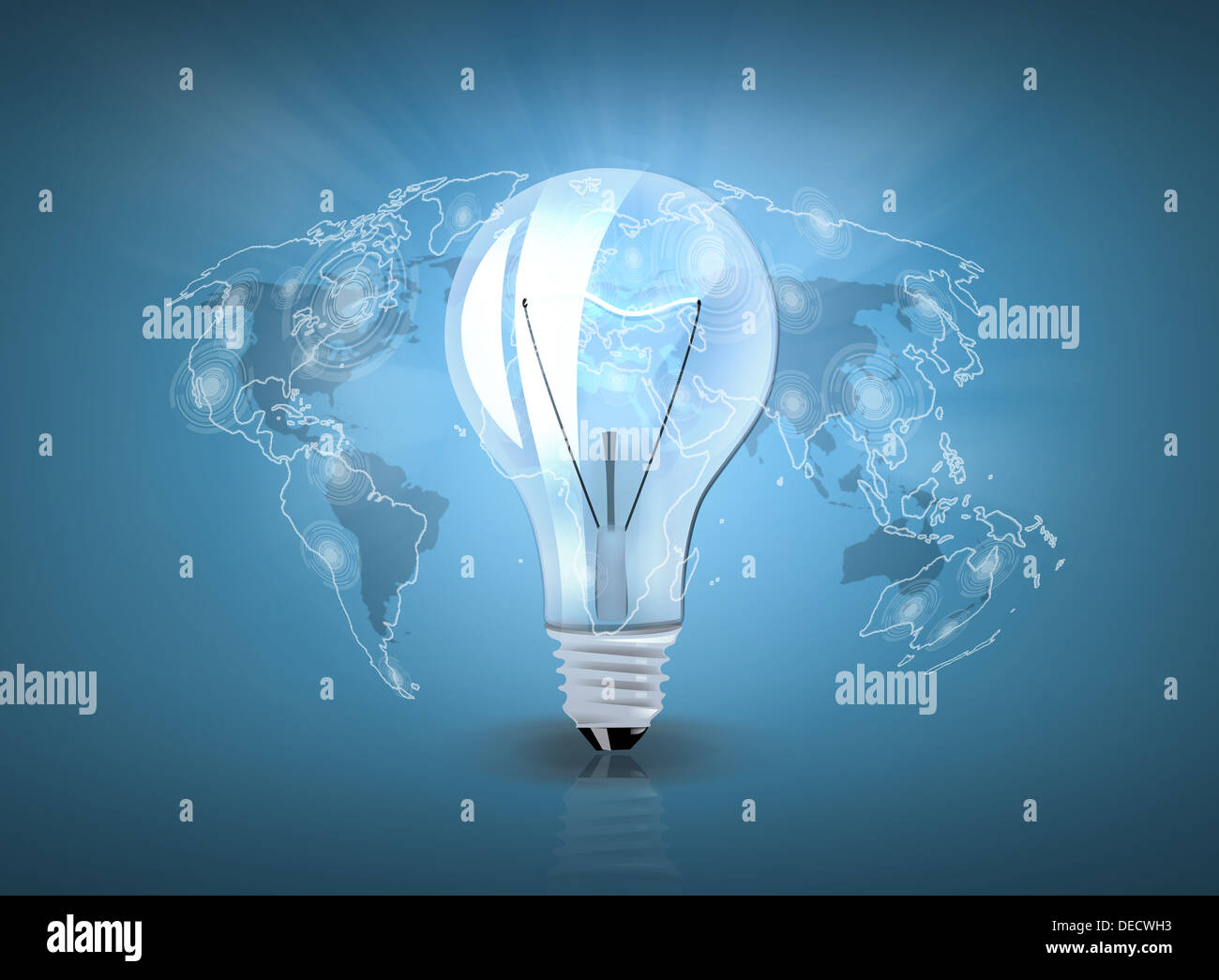 light bulb with world map Stock Photo Alamy