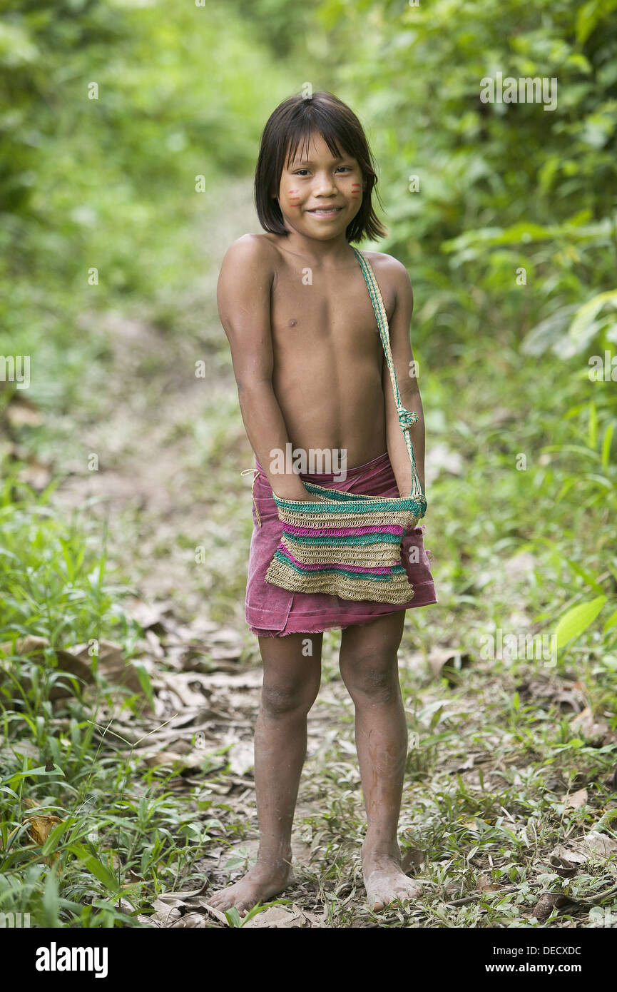 Indigenous child. Yaguas Community. Amazonas. Peru Stock Photo