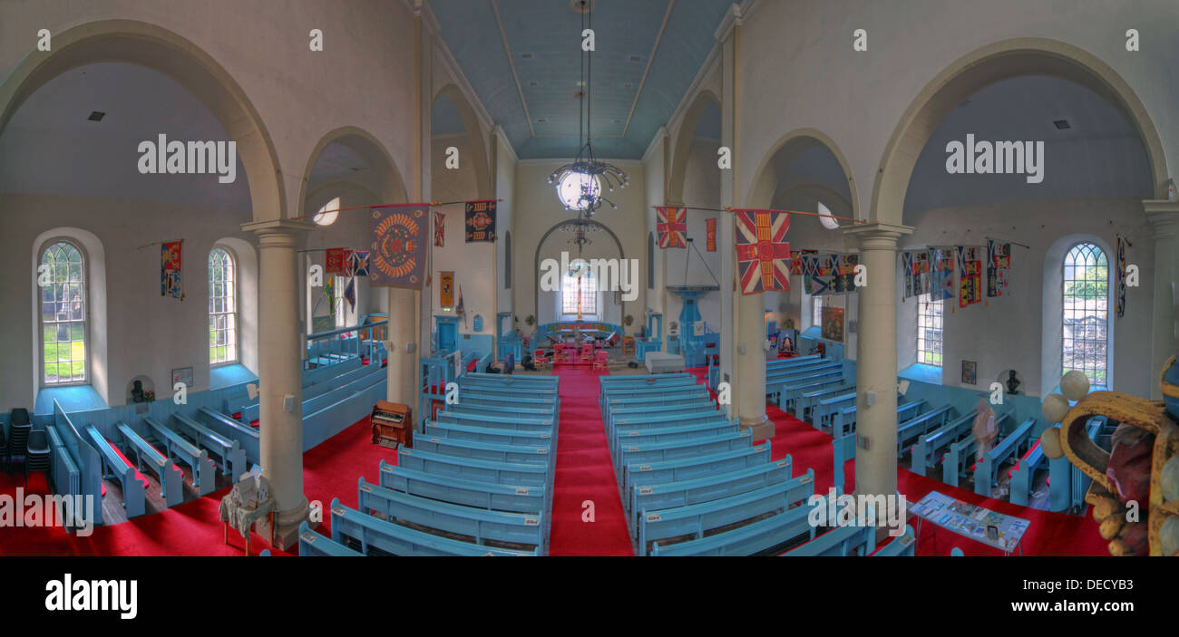 Panorama of Canongate Kirk Church interior,153 Canongate, Edinburgh, Midlothian EH8 8BN Stock Photo