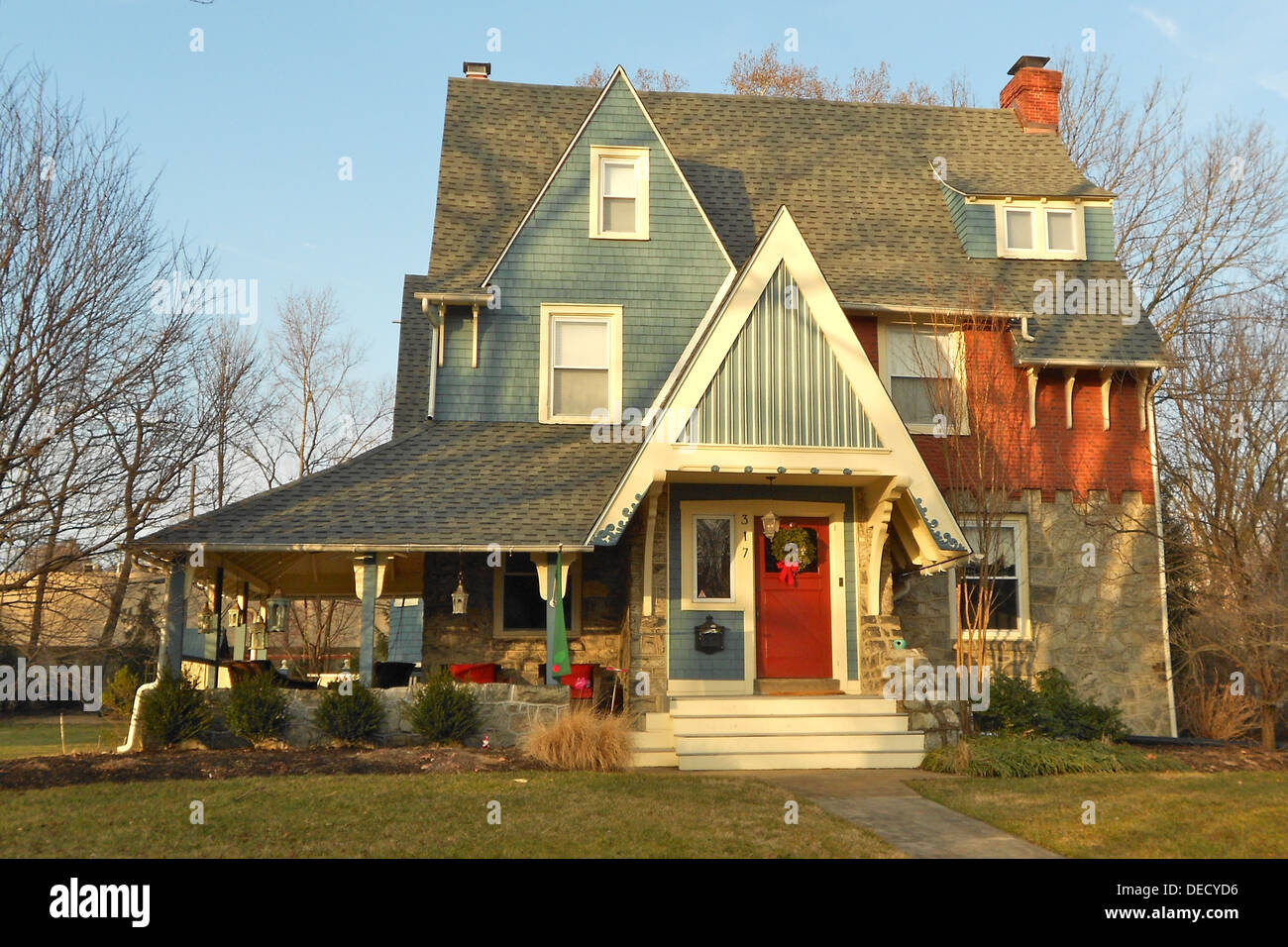House at 317 Midland Avenue, Wayne, Pennsylvania in the South Wayne Historic District. Stock Photo