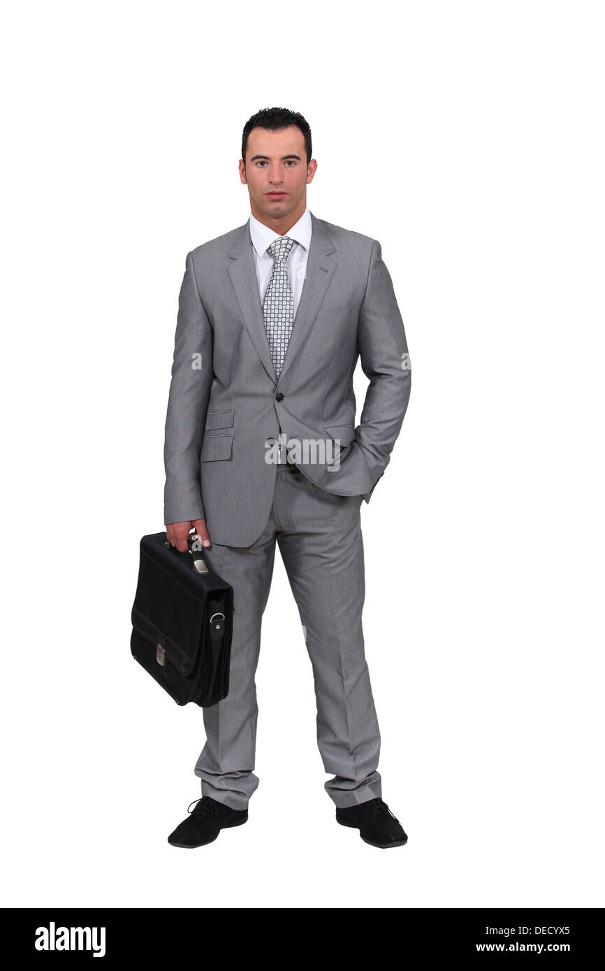 Man wearing an oversized suit Stock Photo