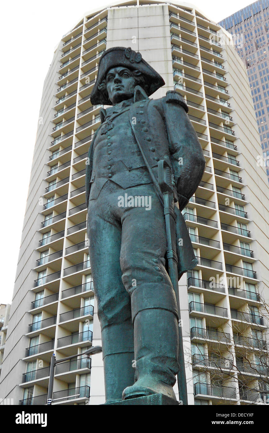 Statue of Tadeuz Kosciuszko (Polish hero of the American Revolution) 1977, on the Ben Franklin Parkway in Philadelphia. Stock Photo