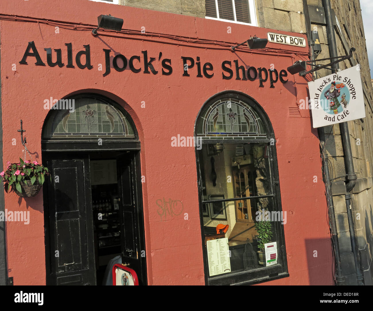 Auld Jocks Pie shoppe, West Bow, Top of Grassmarket, Edinburgh, Scotland, UK Stock Photo