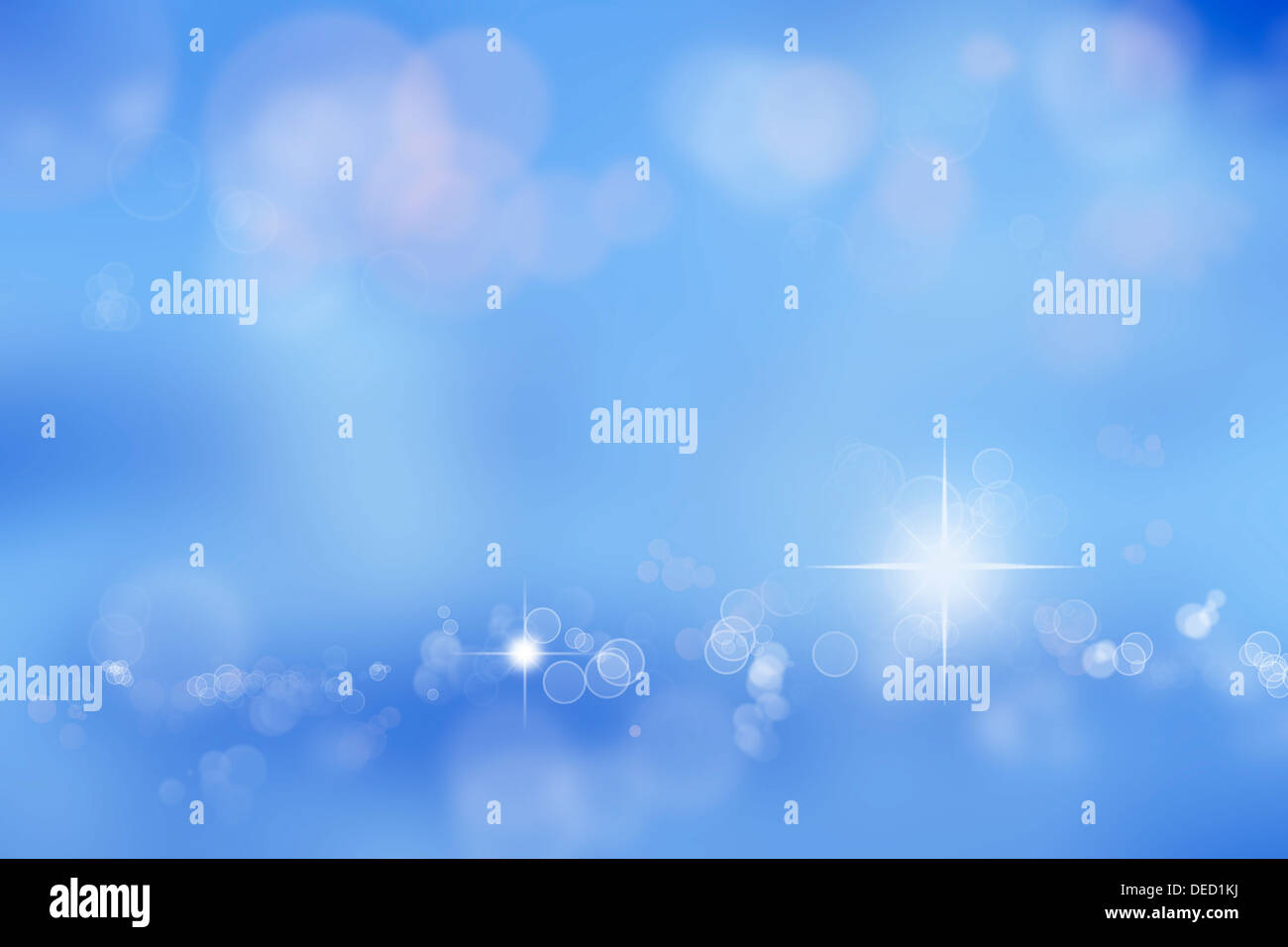Stars on blue background. Blank copy space Stock Photo