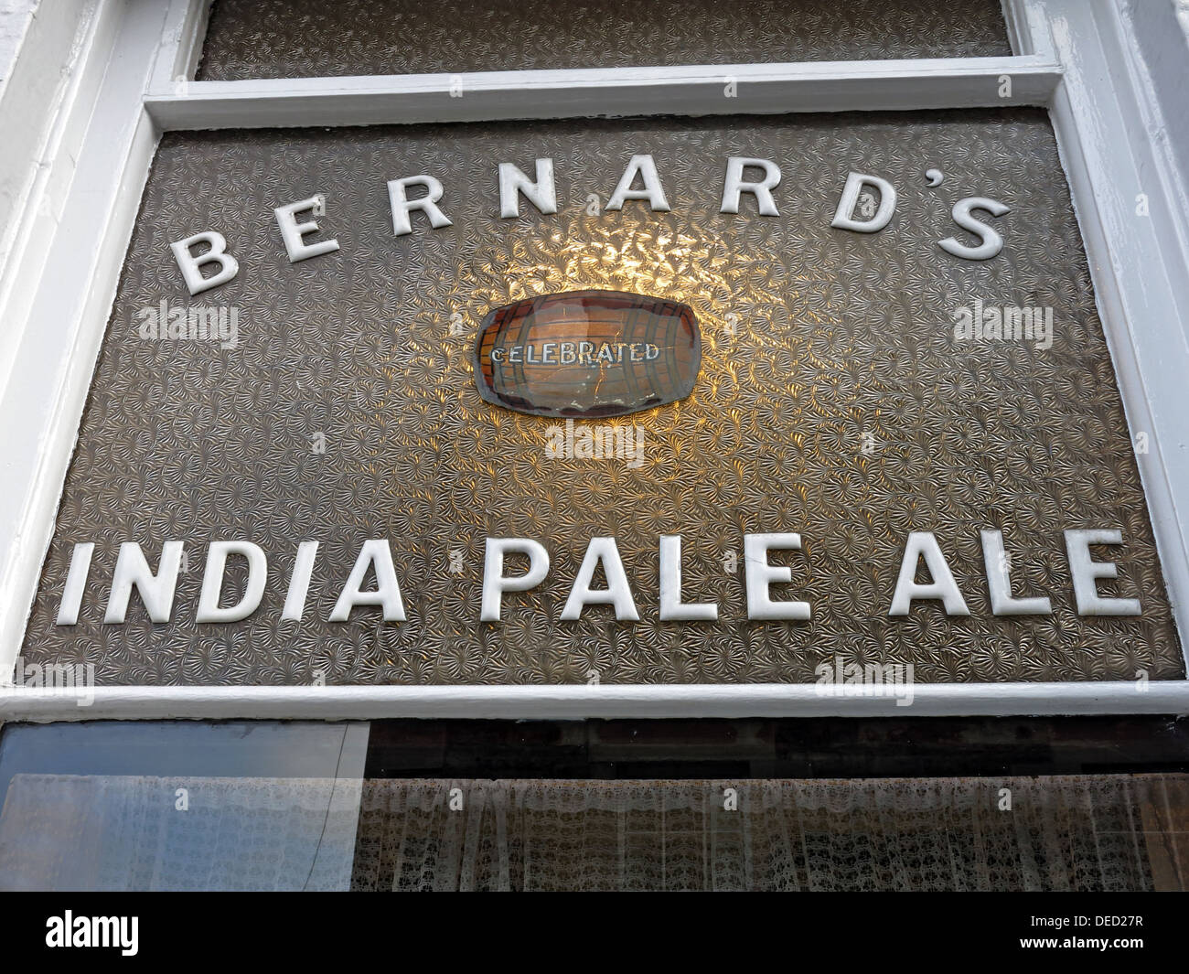 Bernards India Pale Ale sign at the Oxford Bar is a public house situated on Young Street, in the New Town of Edinburgh Stock Photo