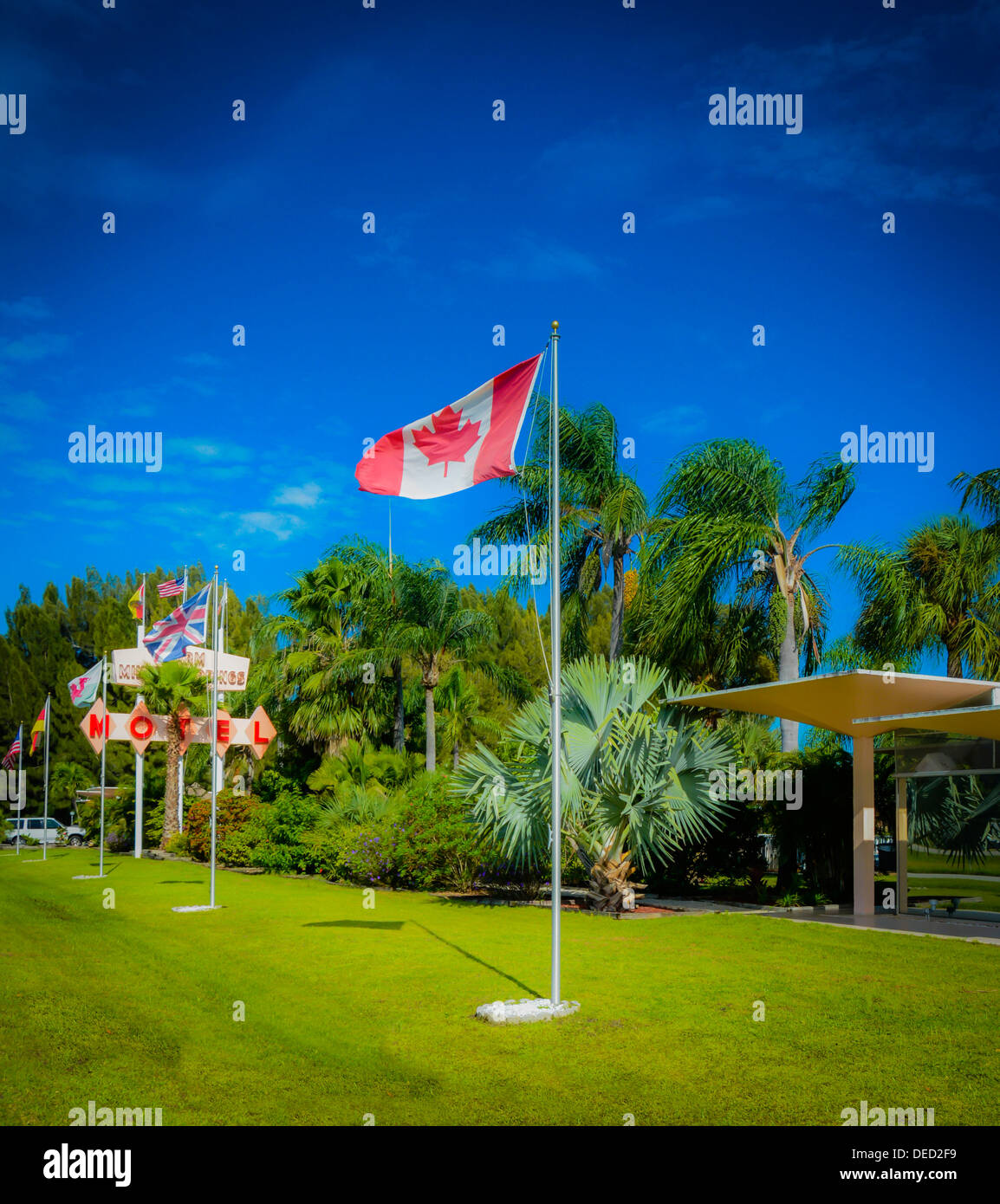 Historic Mid Century Motel designed by Victor A. Lundy, Warm Mineral Springs, FL Stock Photo
