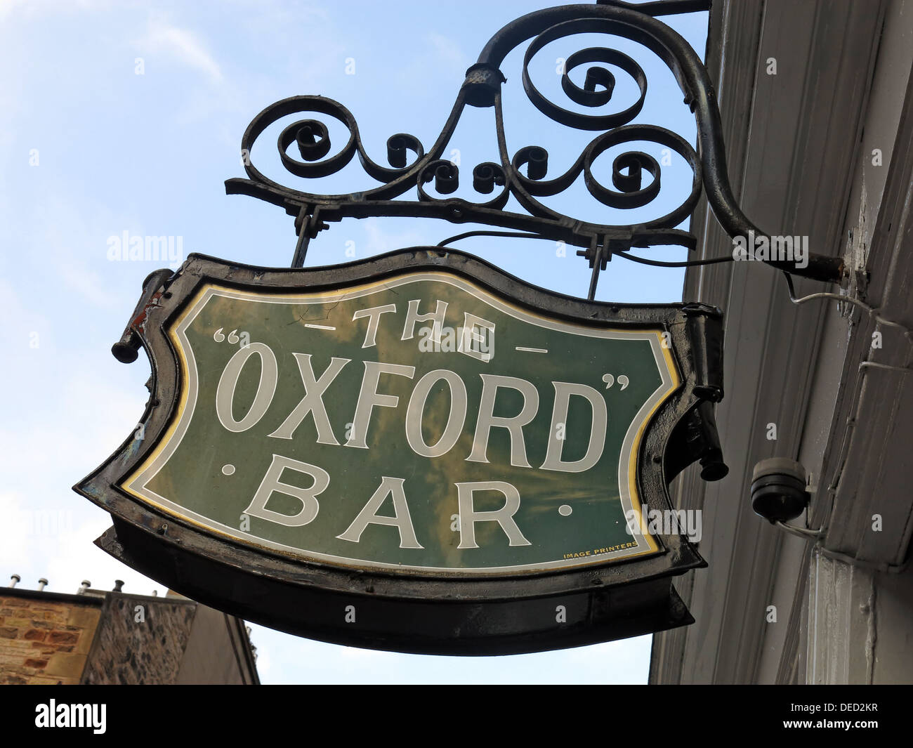Sign at the Oxford Bar. A public house situated on Young Street, in the New Town of Edinburgh, Scotland. Insp' Rebus's local Stock Photo
